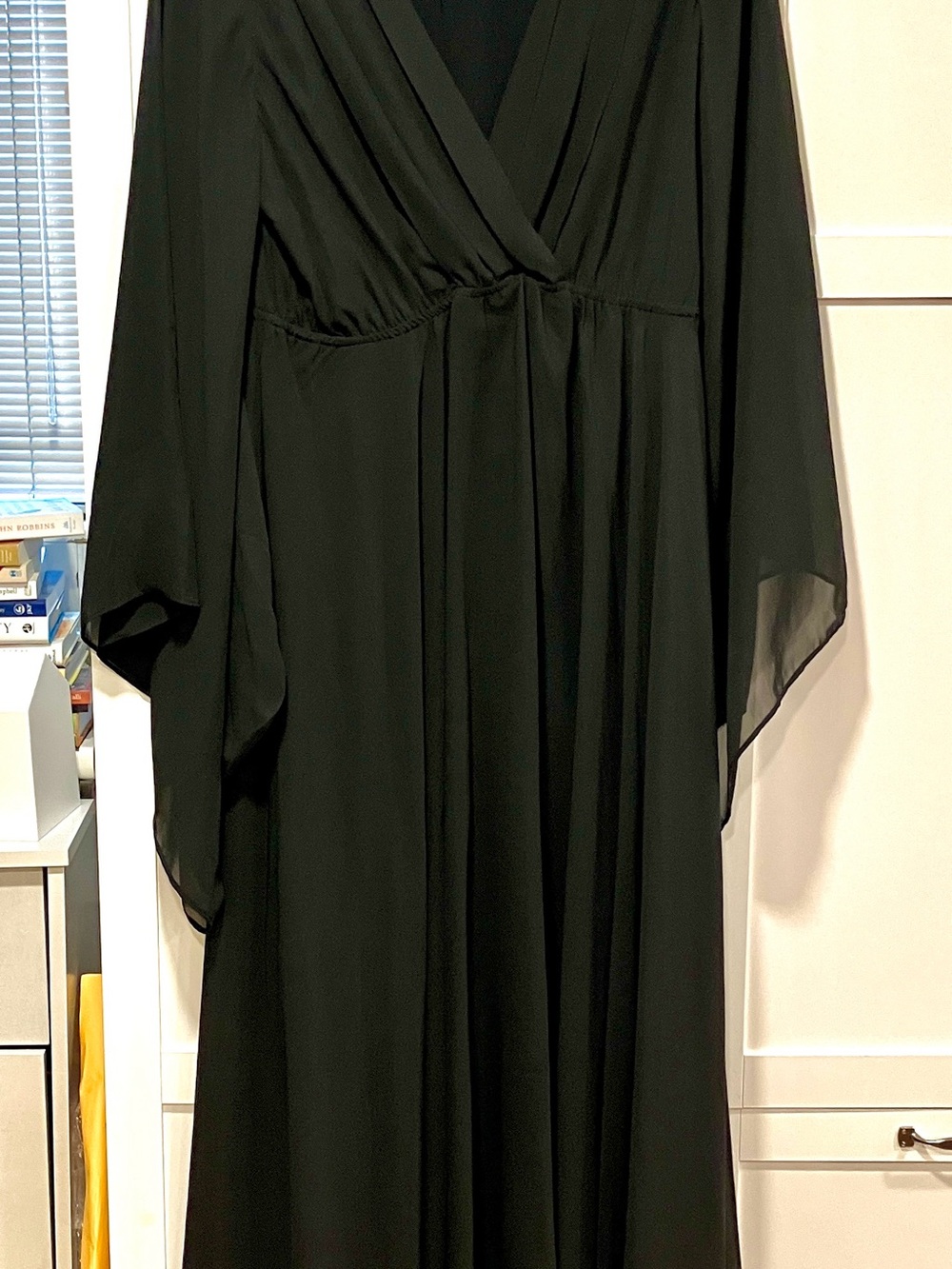 Meghan LA Black Maxi Dress with Draped V-Neck